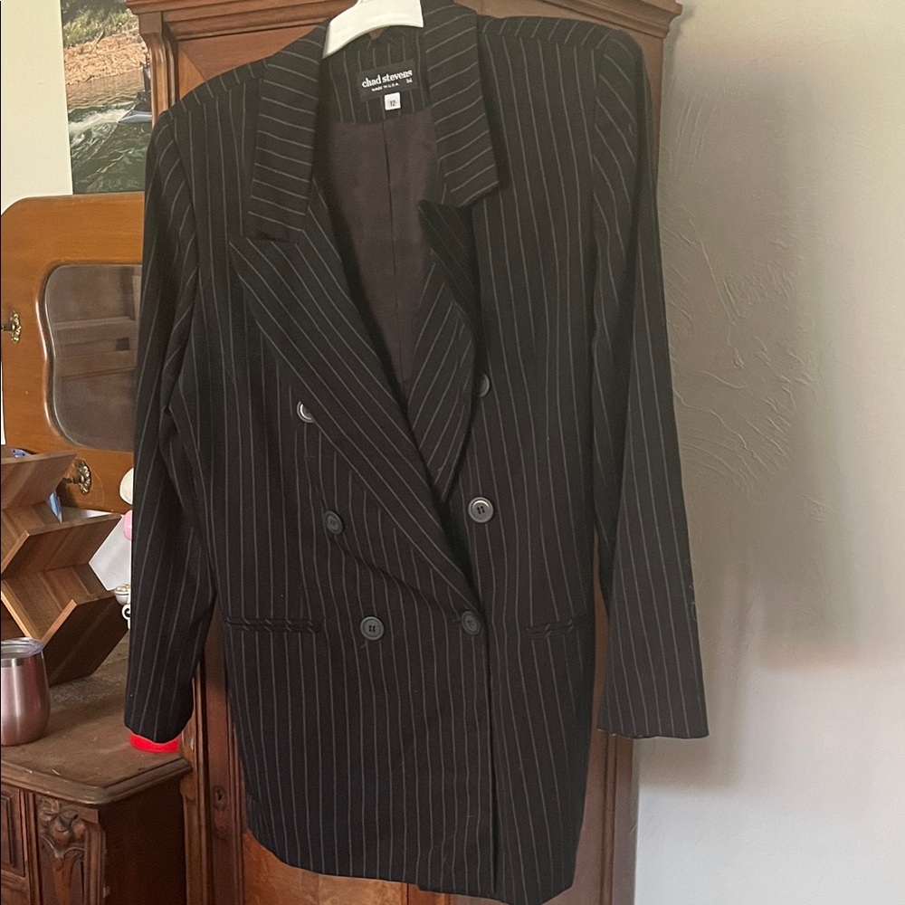 Derek Lam Black Pinstripe Blazer